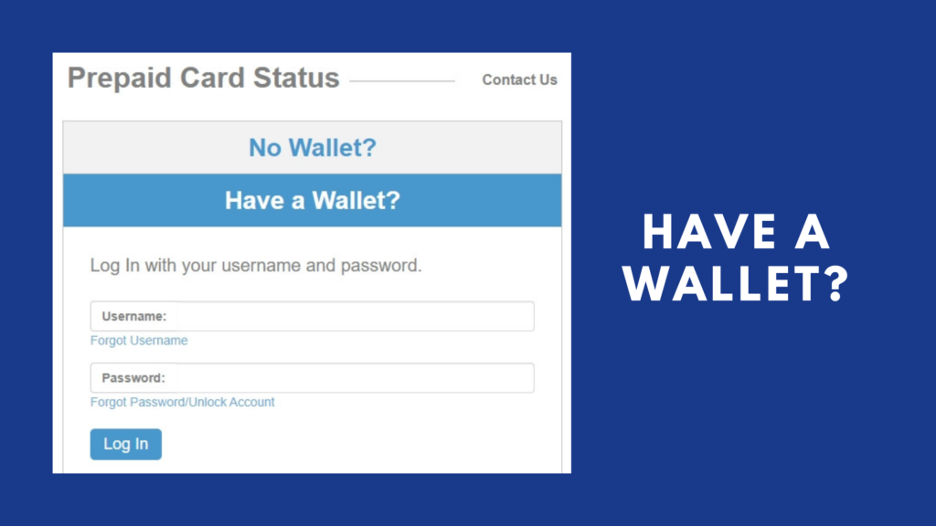 prepaid card status have a wallet